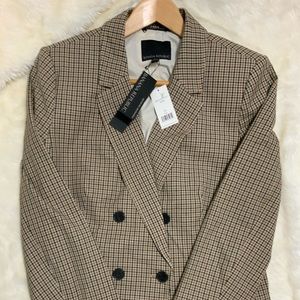 Banana Republic Slim Double-Breasted Plaid Blazer.